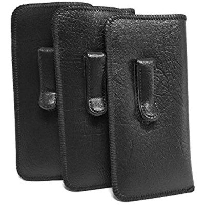 Mens Soft Slip-in Case w/Metal Clip Medium Sized in Black (3 Pack)