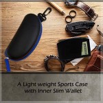 MyEyeglassCase Sports Sunglasses Case and Slim wallet Semi hard large glasses case w/belt clip soft pouch & cloth