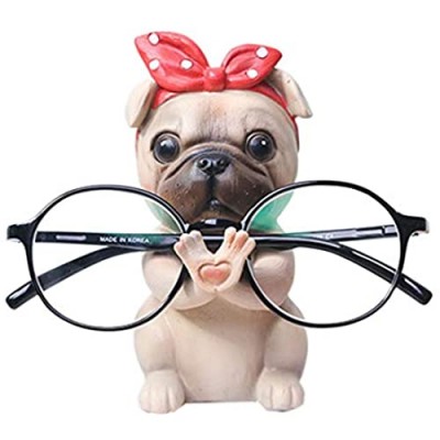 Puppy Dog Glasses Holder Stand Eyeglass Retainers Sunglasses Display Cute Animal Design Decoration (Pug)