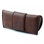 Soft Eyeglass Case Faux Leather Attaches to Belt Horizontal (Brown)