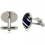 American Flag Tie Bar Clip and Cufflinks Set - Silver Colored Metal Plated - Luxury Clothing Accessories