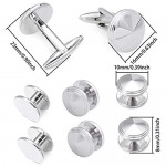 AMITER Cufflinks and Tuxedo Shirt Studs Set for Men Silver/Rose Gold - Best Gifts for Wedding Business