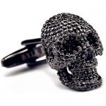 BXLE BY Cool Skull Cuff-Links Halloween 3D Skeleton Cufflinks Gothic Shirt Studs Button for Young Men Theme Party Groomsmen Gift Pirate & Punk Style Suit Accesorries Jewelry Gun Metal Black