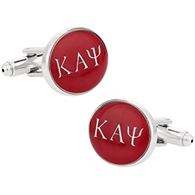 Cuff-Daddy Kappa Alpha Psi Fraternity Cuff Links with Hard-Sided Presentation Gift Box Paraphernalia - Crimson Red & Silver Storage Travel Special Occasions Cufflinks for Men