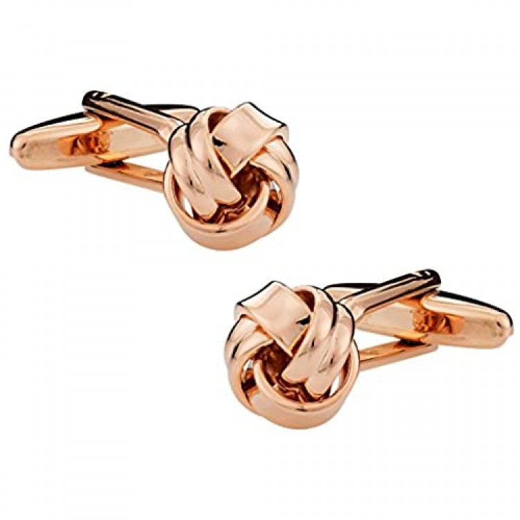 Cuff-Daddy Rose-Gold Tone Knot Cufflinks with Presentation Box Suitable for Gifting Special Occasions Business Shirt Studs Classic Design Cufflinks