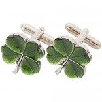 Danforth - Cufflinks - Clover (Green) - Pewter - Handcrafted - Made in USA