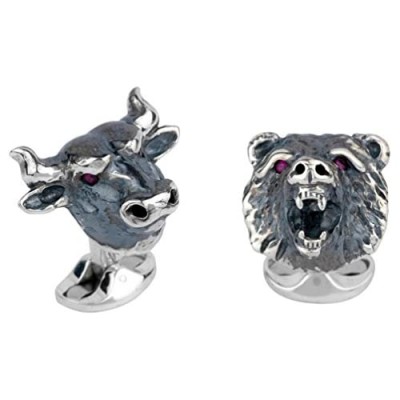 Deakin and Francis Bull and Bear Designer Cufflinks Sterling Silver