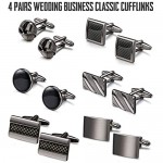 FIBO STEEL 4-8 Pairs Wedding Business Classic Cufflinks for Men Unique Cufflink Set Mens