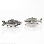 Fish Fishing Silver Black Cufflinks