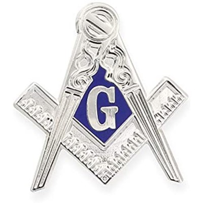 Forge Masonic Compass Enamel Silver Lapel Pin