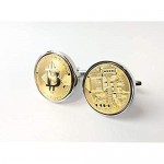 Gold Bitcoin Cufflinks- Gold plated - 100% Satisfaction Guarantee - Presentation box included