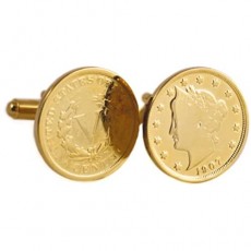 Gold-Layered Liberty Nickel Cufflinks