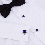 HAWSON Crystal Cufflinks and 6 Tuxedo Studs Set for Men's Tuxedo Shirt - Wedding Party Accessories - Business Wedding Accessories(Blue)
