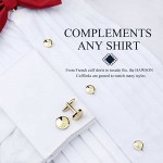 HAWSON Cufflink for Men with Tuxedo Shirt Studs Cufflink and Tuxedo Shirt Studs for Men Silver and Gold Tone Cuff Links for Men