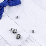 HAWSON Cufflinks and Studs for Men-Fashion Men Vintage Enamel Carbon Fiber Tuxedo Shirt Cufflinks and Studs Set for Regular Wedding Business Accessories