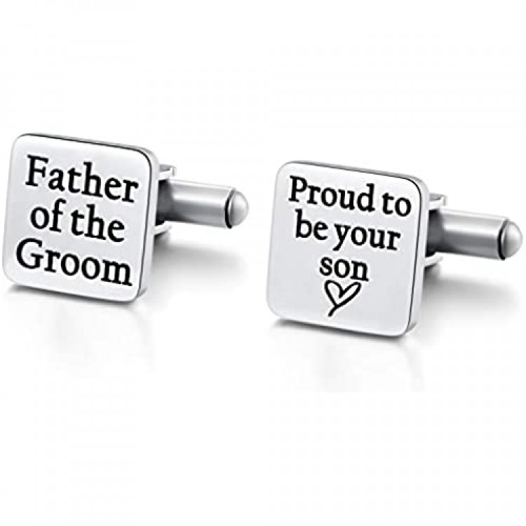 Hazado Father of The Groom Cufflinks Father of The Groom Gift from Son for Wedding Proud to be Your Son Cuff Links