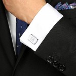 JOERICA 6 PCS Engraved Initial Cufflinks Tie Bar Money Clip Set Shirt Alphabet Letter Wallet Tie Clip and Cufflink Set