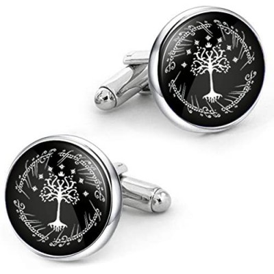 Kooer White Tree Cufflinks Personalized Tree of Life Wedding Christmas Cuff Links Gift For Men Father Dad Husband