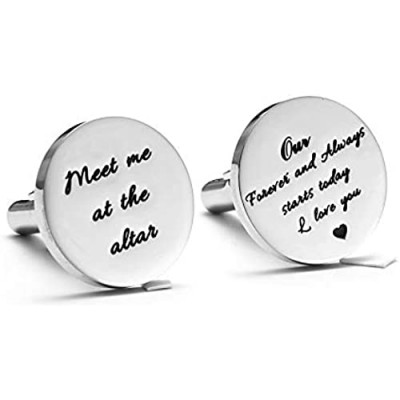 Melix Home Stainless Steel CuffLinks for Men Groom Meet Me at The Altar Wedding Gifts Cuff Links