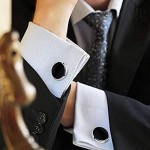Men's Cufflinks Business Classic Black Cufflinks for Wedding Business with Gift Box