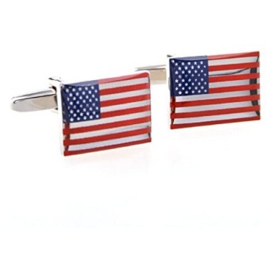 MRCUFF American Official Flag USA America Pair Cufflinks in a Presentation Gift Box & Polishing Cloth