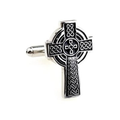 MRCUFF Celtic Cross Irish Ireland Pair Cufflinks in a Presentation Gift Box & Polishing Cloth