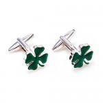 MRCUFF Clover Green Irish Ireland Shamrock 4 Leaf Pair Cufflinks in a Presentation Gift Box & Polishing Cloth