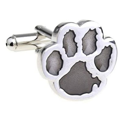 MRCUFF Cub Paw Print Bear Tiger Dog Grey Gray Big Cat Pair Cufflinks in a Presentation Gift Box & Polishing Cloth