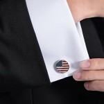 Mr.Van American Flag Cufflinks Platinum Plated Enamel USA Flag Cuff links Men's Accessories Patriotic Gifts