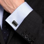 Mr.Van Men's Cufflinks Handcrafted Carbon Fiber Rhodium Plated Cuff Links Sets for Wedding Business