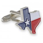 Texas Flag Lone Star Enamel Cufflinks + Tie Bar (Silver Cufflinks)