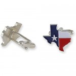 Texas Flag Lone Star Enamel Cufflinks + Tie Bar (Silver Cufflinks)