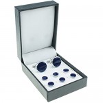 UJOY Cufflinks and Studs Set Blanks Round 4 Colors Shirt Tuxedo Buttons Packed in Cufflink Box for Men