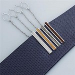 AMITER 4-Color Tie Clips Set with Chain for Men 1.5 Inch Slim Necktie Packed in Gift Box