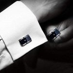 Amupper Blue Cufflinks and Tie Clip Set with Starry Sky Stone Gift Wedding Business for Men