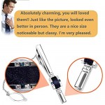 Amupper Blue Cufflinks and Tie Clip Set with Starry Sky Stone Gift Wedding Business for Men