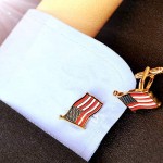 BXLE The American Flag Tie Bar Clip + Cufflinks + Brooch Lapel Pin Official Waving Suit Accessories for United States of America USA Government Lawyer Soldier Patriot