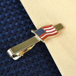 BXLE The American Flag Tie Bar Clip + Cufflinks + Brooch Lapel Pin Official Waving Suit Accessories for United States of America USA Government Lawyer Soldier Patriot
