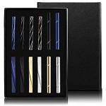 CASSIECA 12Pcs Tie Bar for Mens Classic Tie Clip Necktie Bar Clips for Wedding Anniversary Business Tie Clips with Gift Box