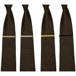DYL. Men’s Tip Clip Set 4 Pack Stainless Steel Bar for Standard Skinny Fat and Long Ties in Black Gold Silver and Rose Gold Professional Dress Shirt and Suit Wear