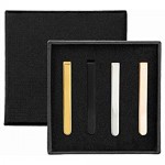 DYL. Men’s Tip Clip Set 4 Pack Stainless Steel Bar for Standard Skinny Fat and Long Ties in Black Gold Silver and Rose Gold Professional Dress Shirt and Suit Wear