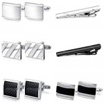 Florideco 10PCS Classic Cufflinks and Tie Clip Set for Mens Tie Clip Bar for Wedding Business Shirts with Gift Box