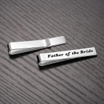 Hazado 2PC Father of The Bride Gift Father of The Groom Tie Clip Father in Law Tie Bar Set Dad Gift for Wedding