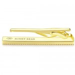 HONEY BEAR Mens Tie Clips Bar Normal Size Steel for Business Wedding Gift 5.4cm