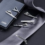 Lictin Men's Tie Clip Clasp Bar - 10pcs Alloy Necktie Clip Pin Bar Tie Bar Set 6pcs Regular Ties Clip Pin Bar(6cm)+4pcs Skinny Tie Clip(4cm) with Gift Box