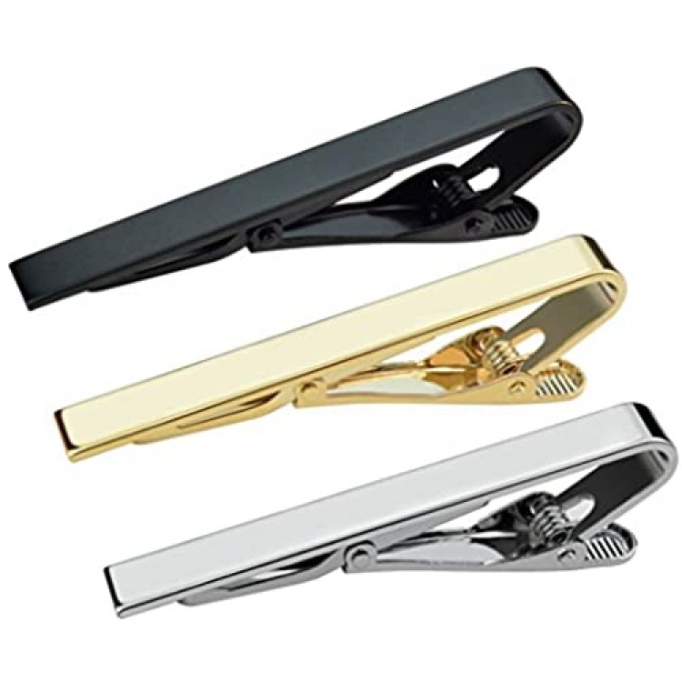 Lystaii 3pcs Tie Bar Clip Tie Tack Pins Tie Clips 2.2 Inch for Men Fathers' Day