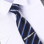 Lystaii 4pcs Tie Bar Clip Tie Tack Pins Tie Clips for Men Silver Necktie Bar Pinch Clip Set 2.3 Inch Metal Clasps Business Professional Fashion Designs