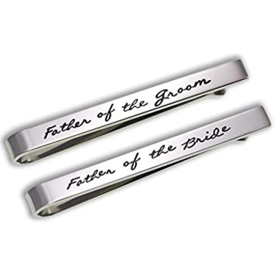 Melix Home Father of The Groom Father of The Bride Gifts Tie Clip Wedding Tie Clip Set Stainless Steel Tie Bar Wedding Party Day Present for Man