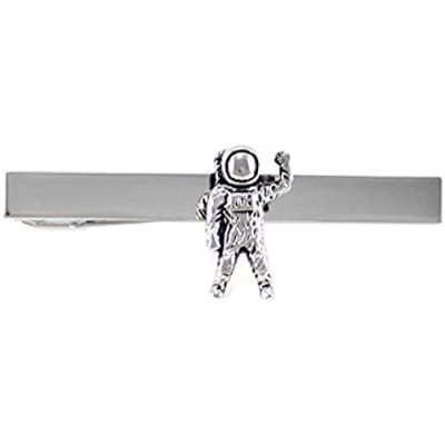 MENDEPOT Antique Silver Tone Astronaut Tie Clip Space Pilot Tie Clip with Box