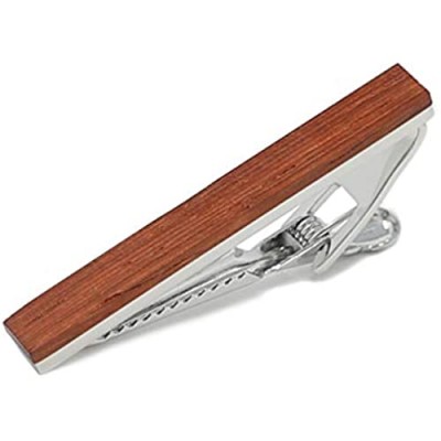 MENDEPOT Fashion Wood Tie Clip with Box Wood Tie Slide